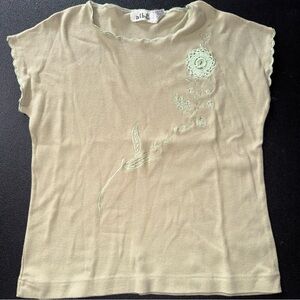 Delicate Women's Short Sleeve Top with Embroidery Vintsge 80’s